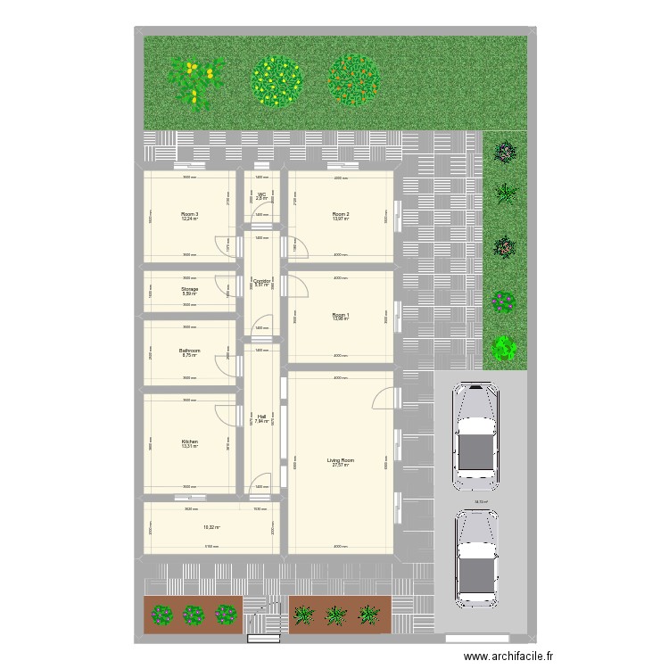 Plan3. Plan de 11 pièces et 122 m2