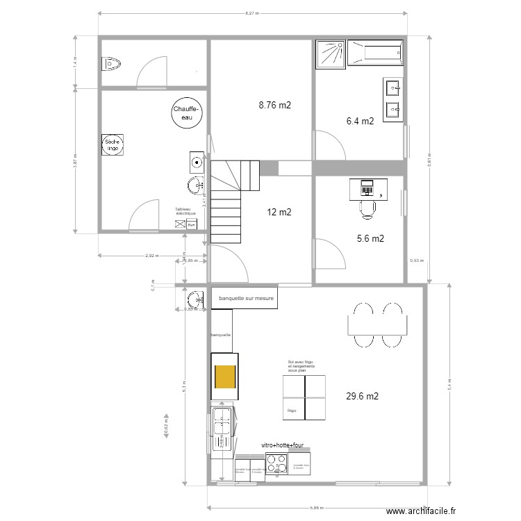 amenagement metrage rdc. Plan de 0 pièce et 0 m2