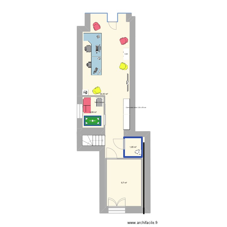 Belleville 2. Plan de 4 pièces et 61 m2