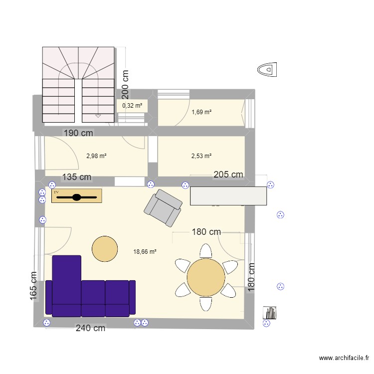 sam2. Plan de 5 pièces et 26 m2