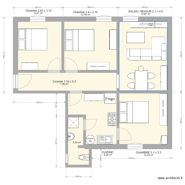 Logement Mairie meublé. Plan de 0 pièce et 0 m2