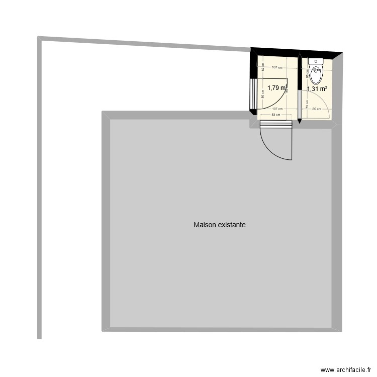 Romain. Plan de 3 pièces et 34 m2