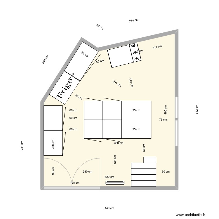 coquine dtc. Plan de 1 pièce et 18 m2