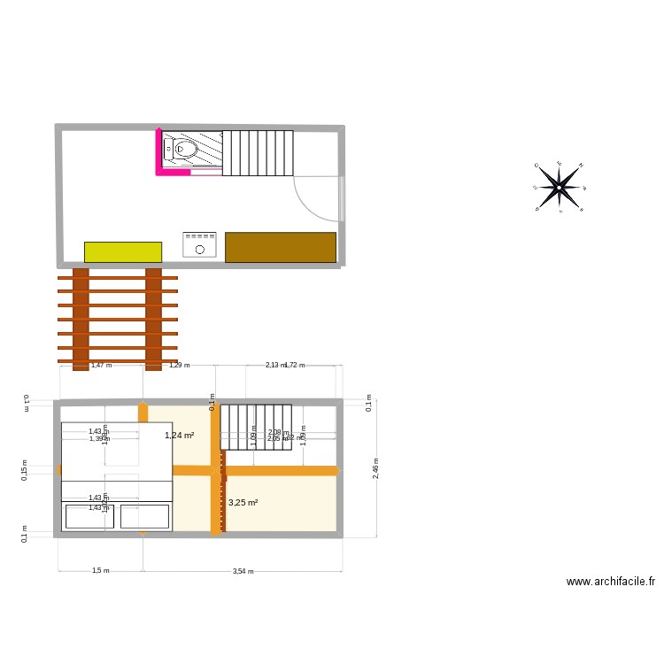 Résidence secondaire 10x16 avec mezzanine. Plan de 2 pièces et 4 m2