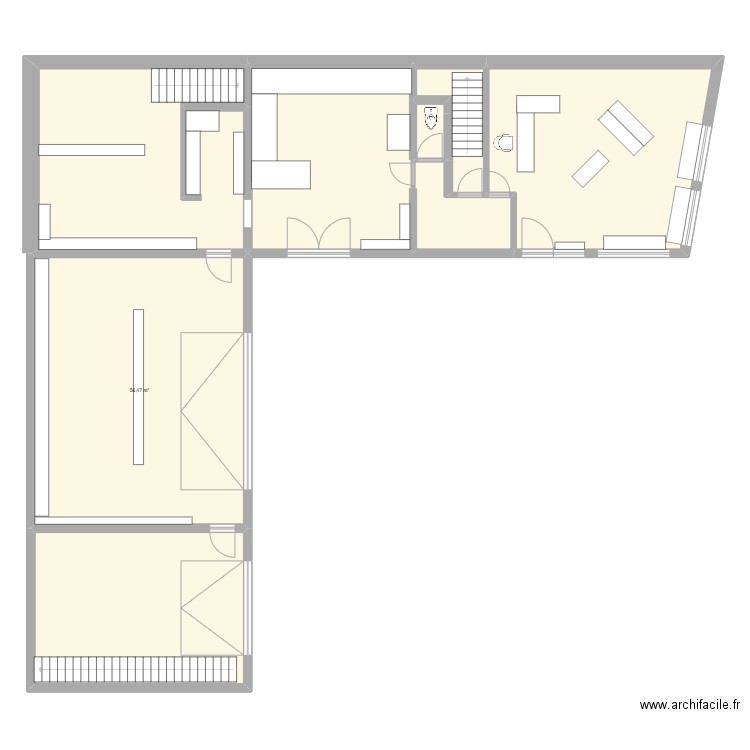 amc. Plan de 5 pièces et 214 m2