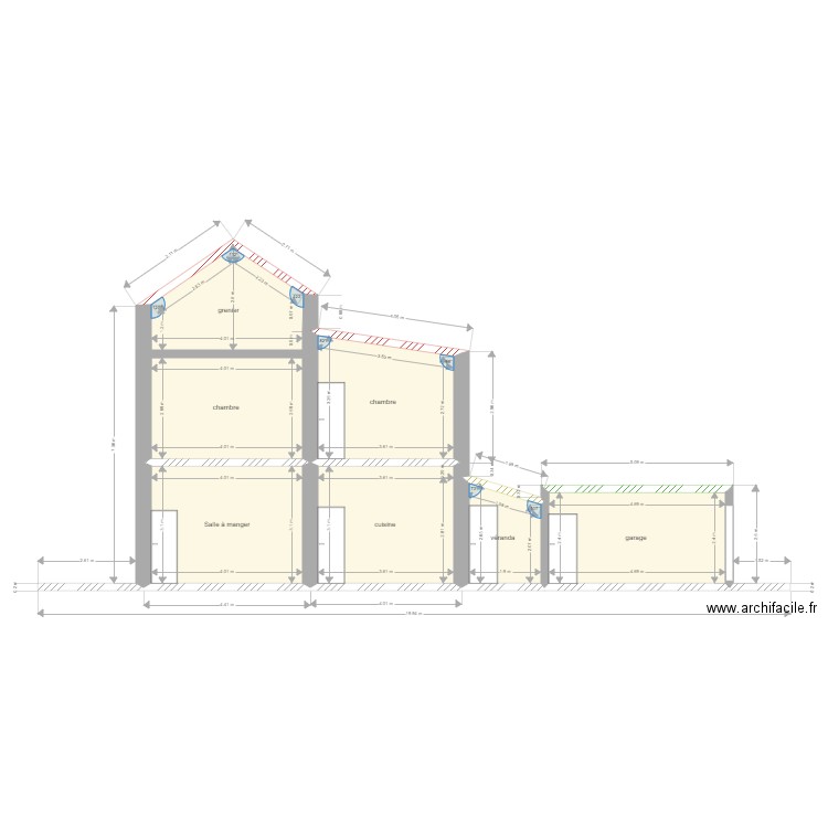 plan coupe . Plan de 0 pièce et 0 m2