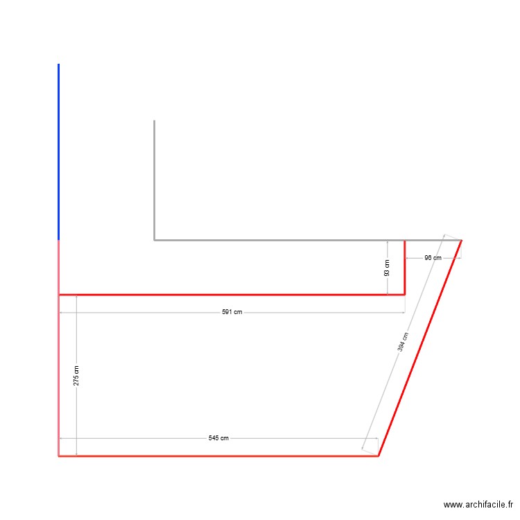 terrasse GRAS. Plan de 1 pièce et 17 m2