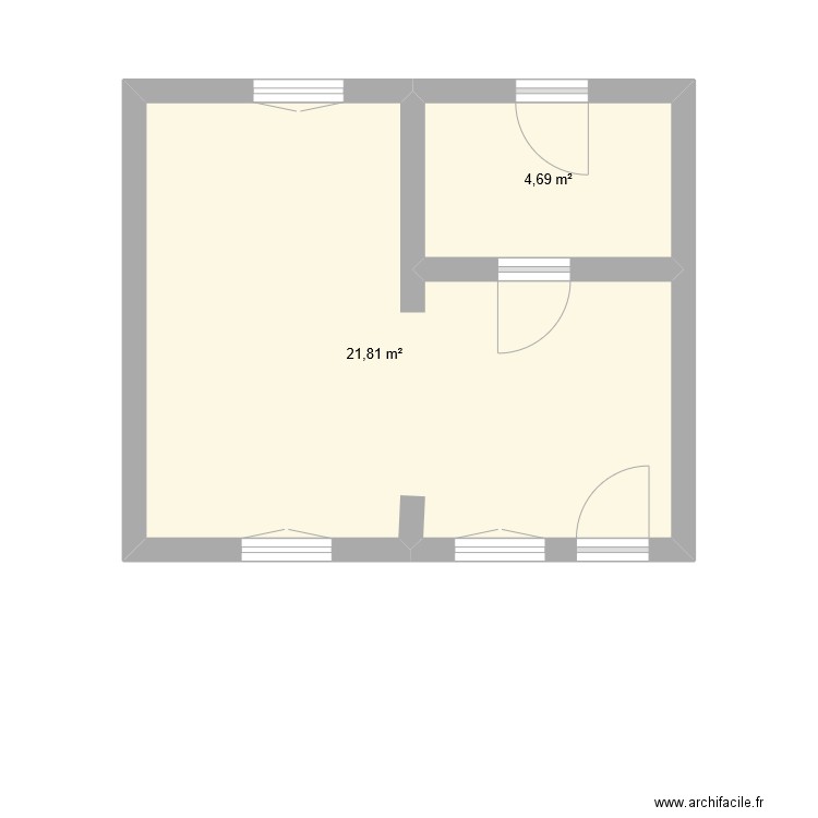 rdc der. Plan de 2 pièces et 27 m2