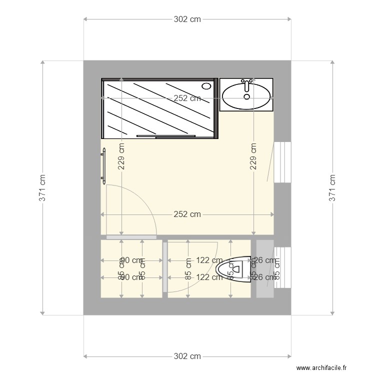 court projet salle de bain. Plan de 0 pièce et 0 m2