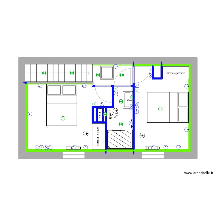 Quartos 1etg. Plan de 11 pièces et 27 m2