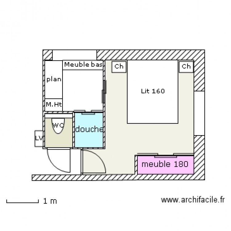 chambre douche 2. Plan de 0 pièce et 0 m2