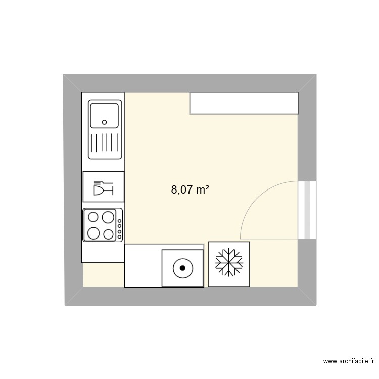 CUISINE Fourmestraux. Plan de 1 pièce et 8 m2