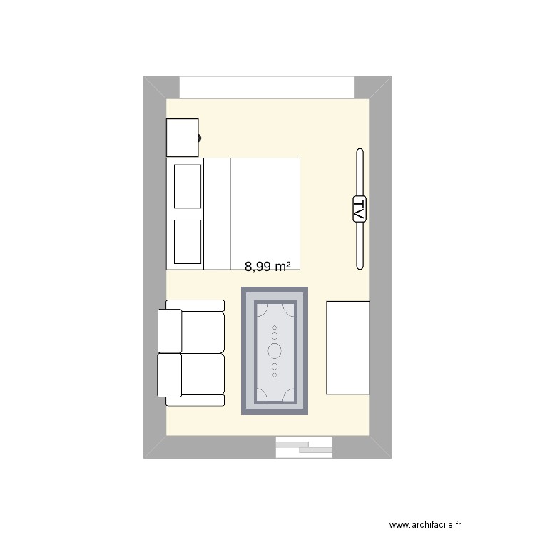 chambre  indonesie. Plan de 1 pièce et 9 m2