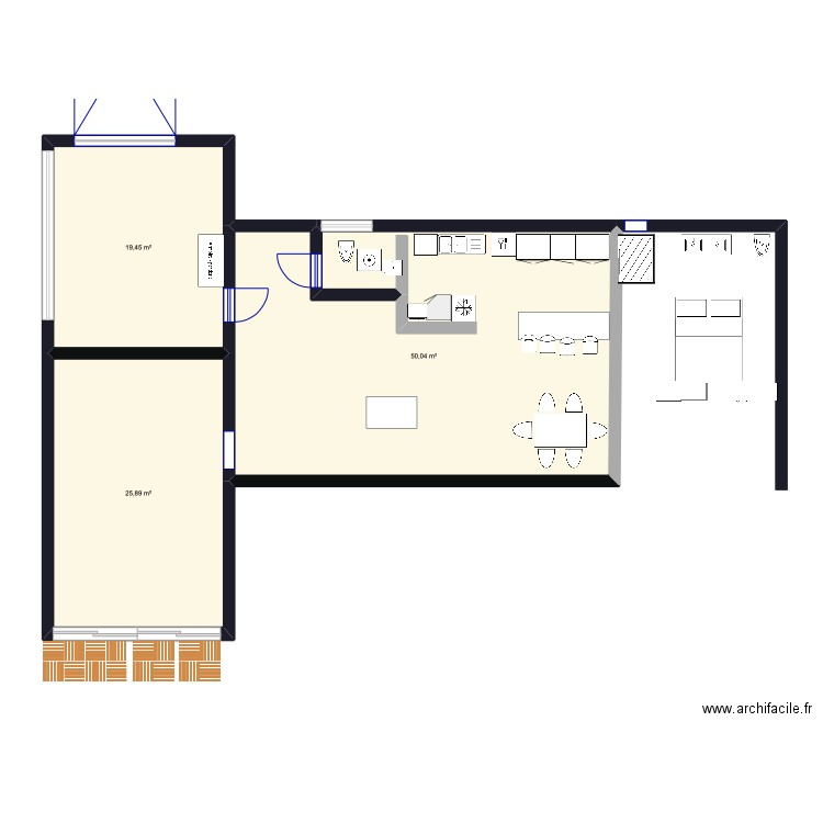 PROJET. Plan de 3 pièces et 95 m2