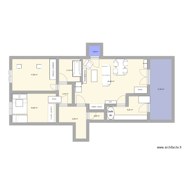 Plan V2. Plan de 10 pièces et 79 m2