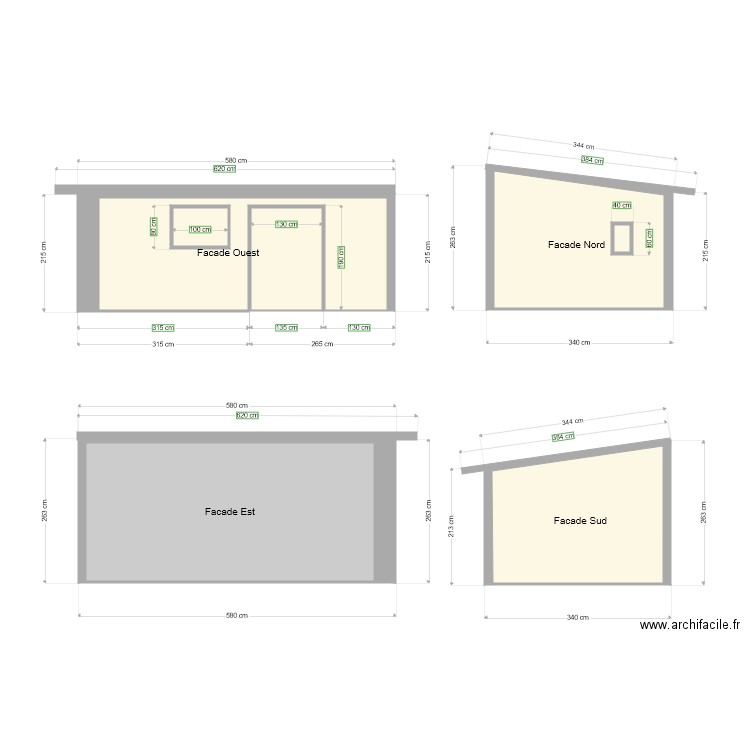 Abris de jardin facade 1. Plan de 0 pièce et 0 m2