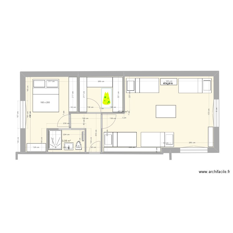 extension_2. Plan de 2 pièces et 50 m2