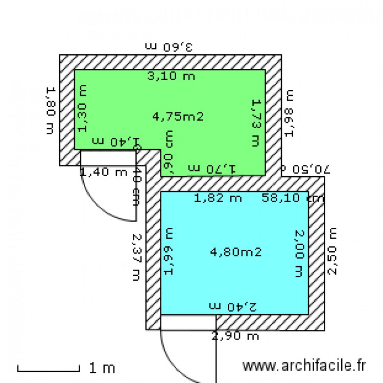 Actuel cuisine et vestiaire. Plan de 0 pièce et 0 m2