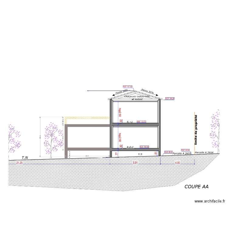 PLAN COUPE 209. Plan de 0 pièce et 0 m2