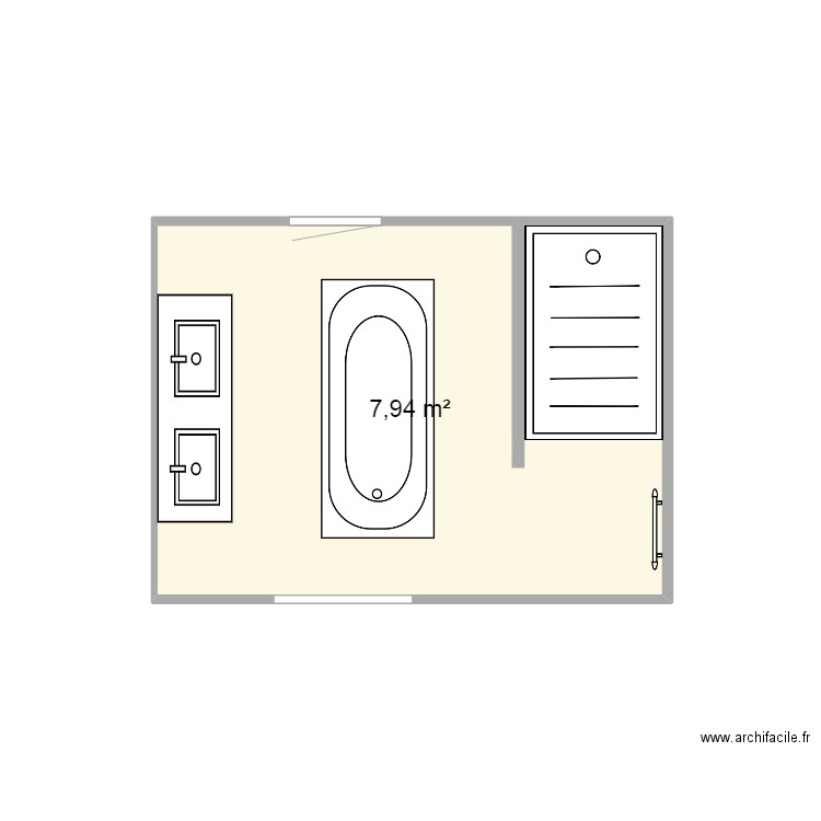 salle de bain 7m2 bis - Plan dessiné par clem31210