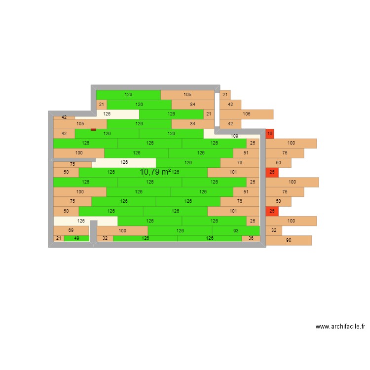 Chambre 2 v3. Plan de 1 pièce et 11 m2