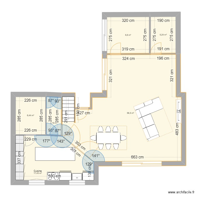 maison2. Plan de 6 pièces et 98 m2