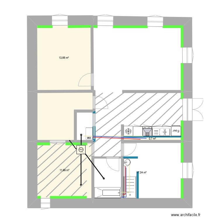 BROUSSON. Plan de 5 pièces et 52 m2