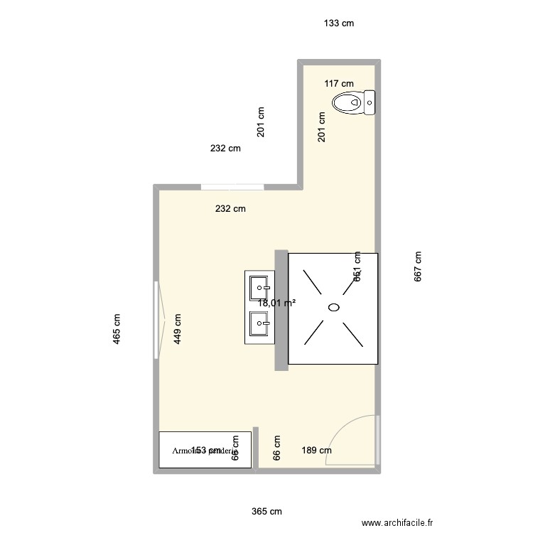 IVALDI BIS. Plan de 1 pièce et 18 m2