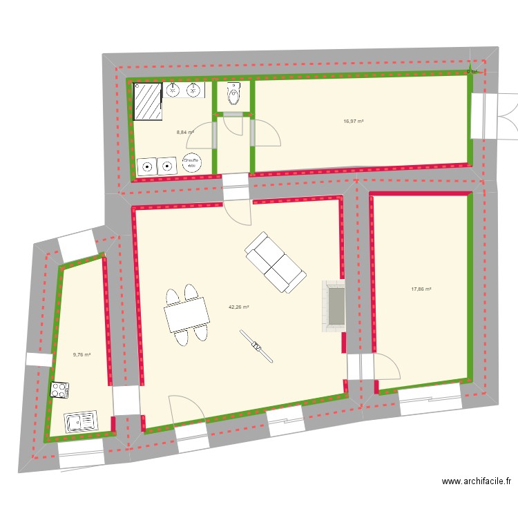 maison thorigne 1. Plan de 6 pièces et 98 m2