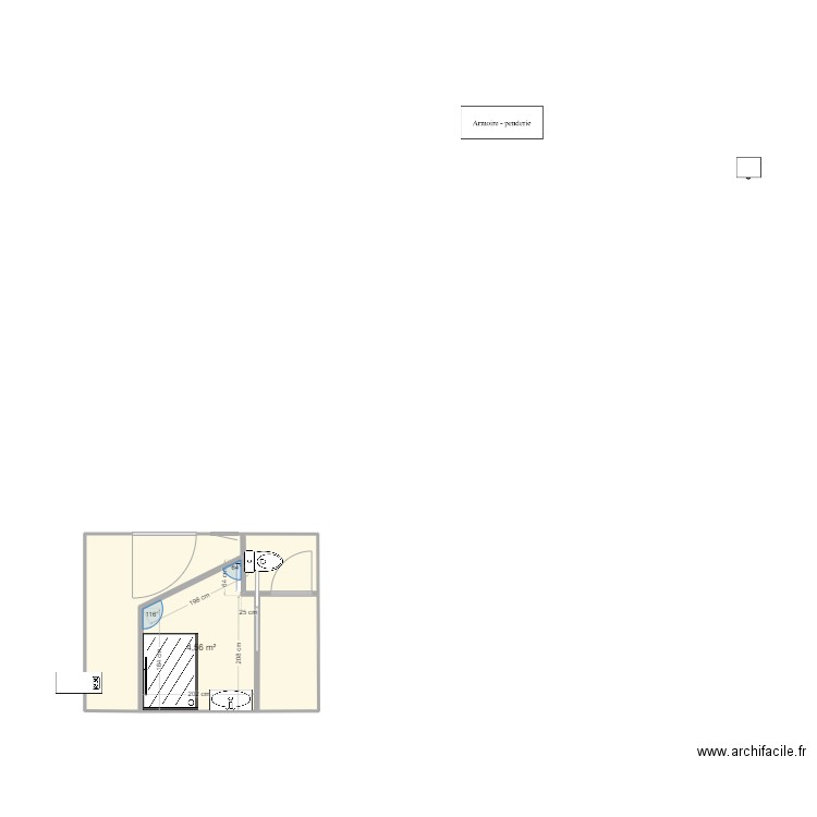 RDJ 13 12 24 V3. Plan de 2 pièces et 13 m2