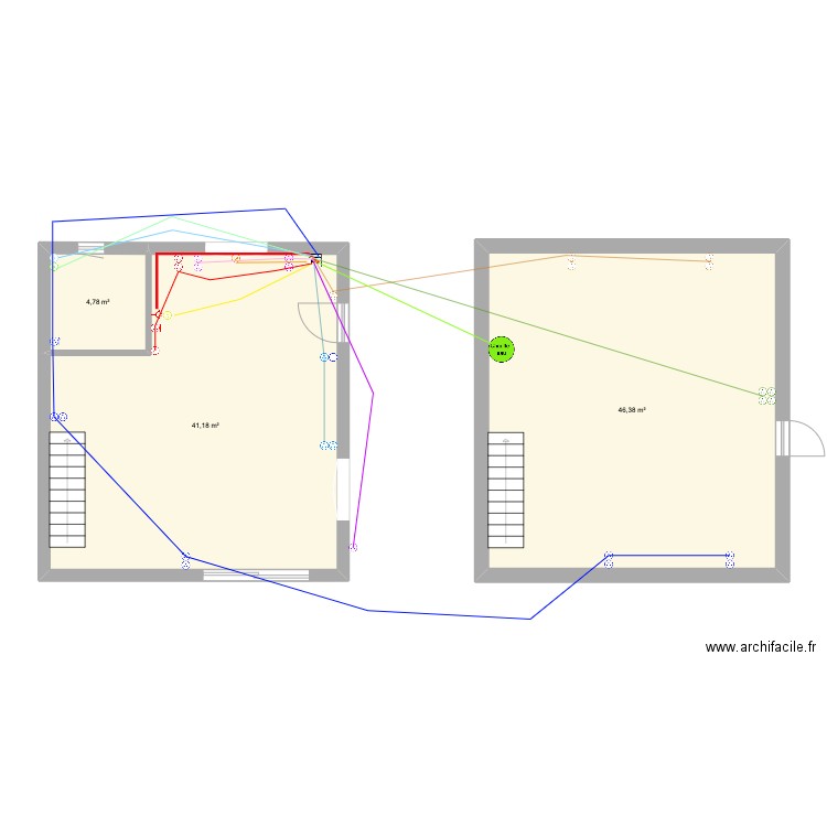 Plan électrique - prises - Garage. Plan de 3 pièces et 92 m2