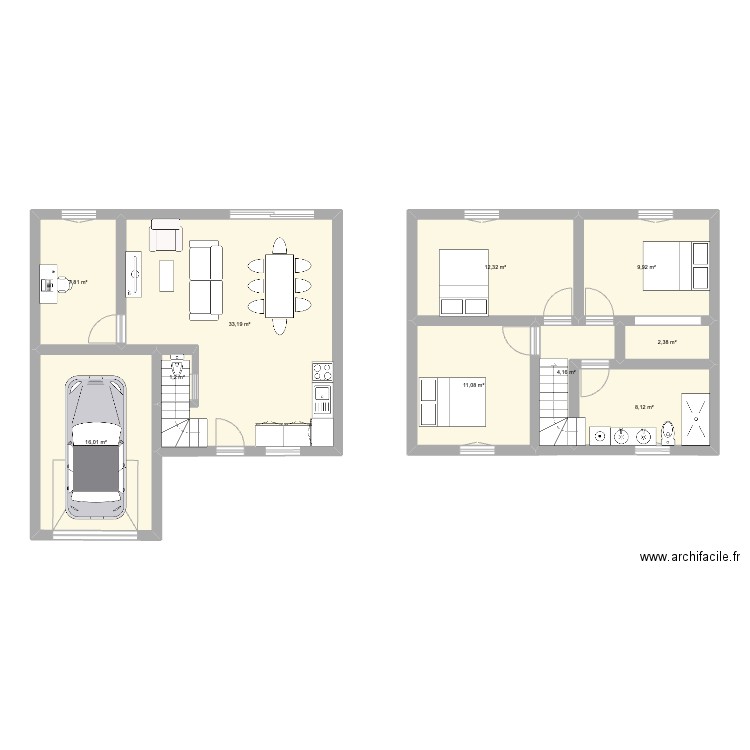 maisons mitoyennes. Plan de 10 pièces et 106 m2