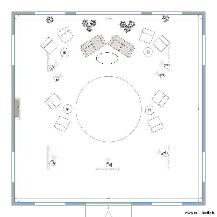 Loreal plan camera fauteuil bas et tables V2. Plan de 0 pièce et 0 m2