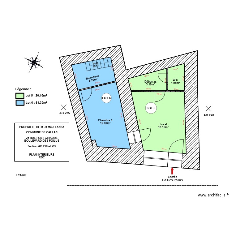 CALLAS (RDC). Plan de 7 pièces et 38 m2