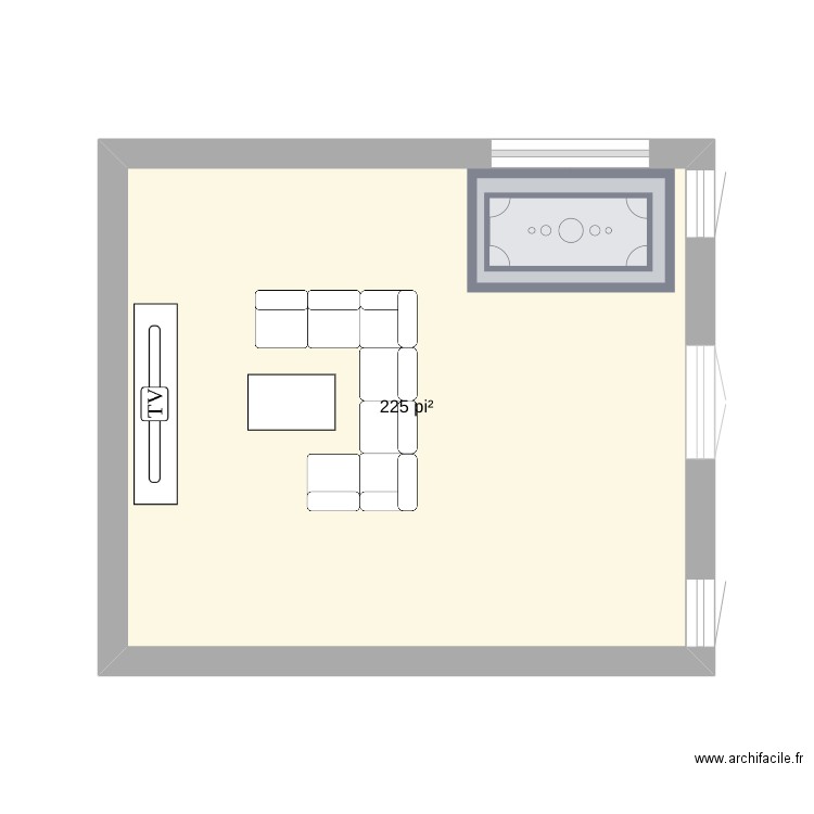 Salon. Plan de 1 pièce et 21 m2