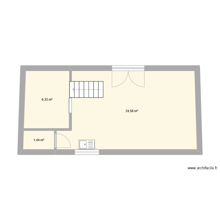 dep. Plan de 3 pièces et 32 m2