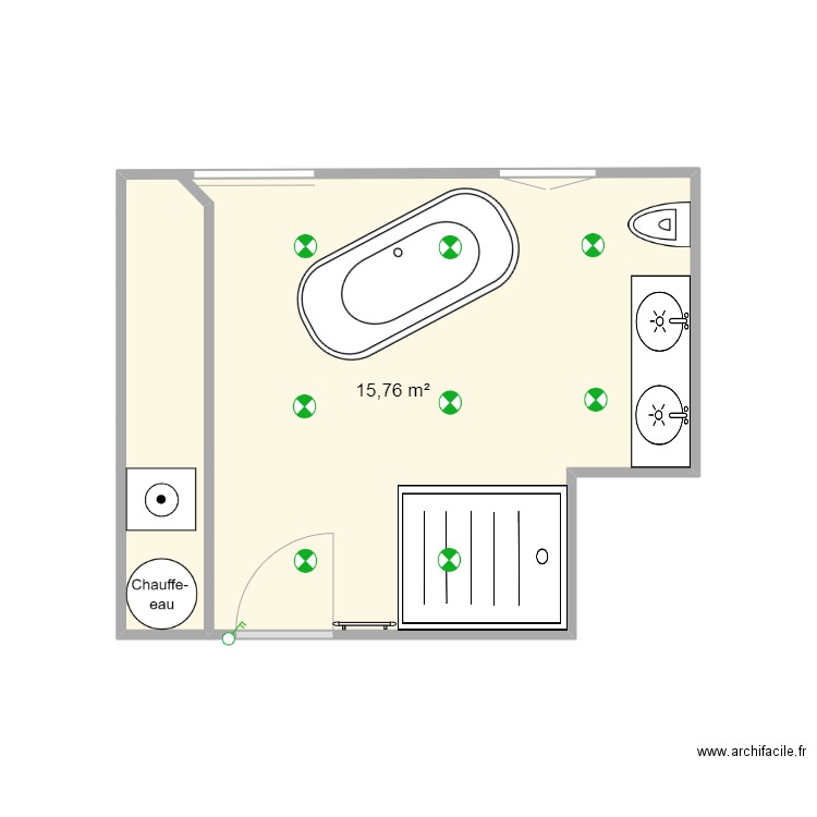 sdb ralph rdc. Plan de 1 pièce et 16 m2