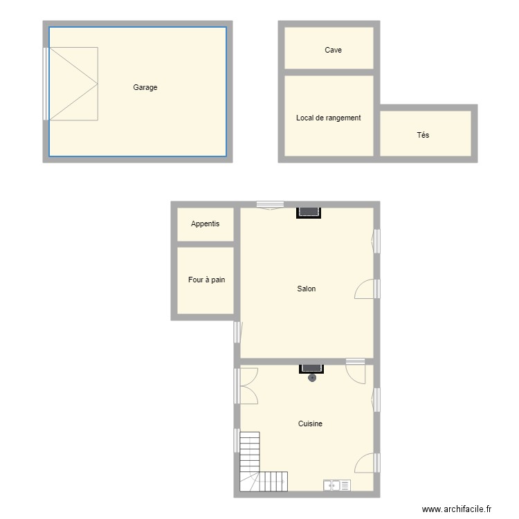 BES RDC . Plan de 8 pièces et 137 m2