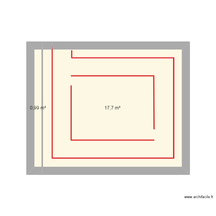 salon. Plan de 2 pièces et 19 m2