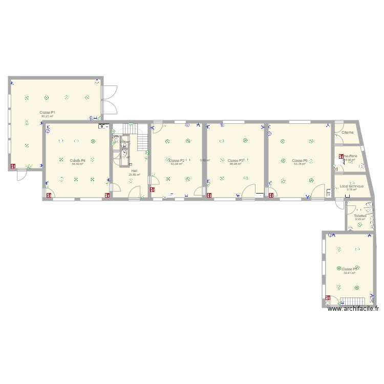 Bâtiment primaire électricité  Schéma de position. Plan de 0 pièce et 0 m2