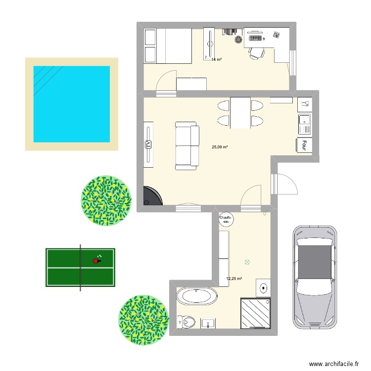 la supere maison. Plan de 3 pièces et 51 m2