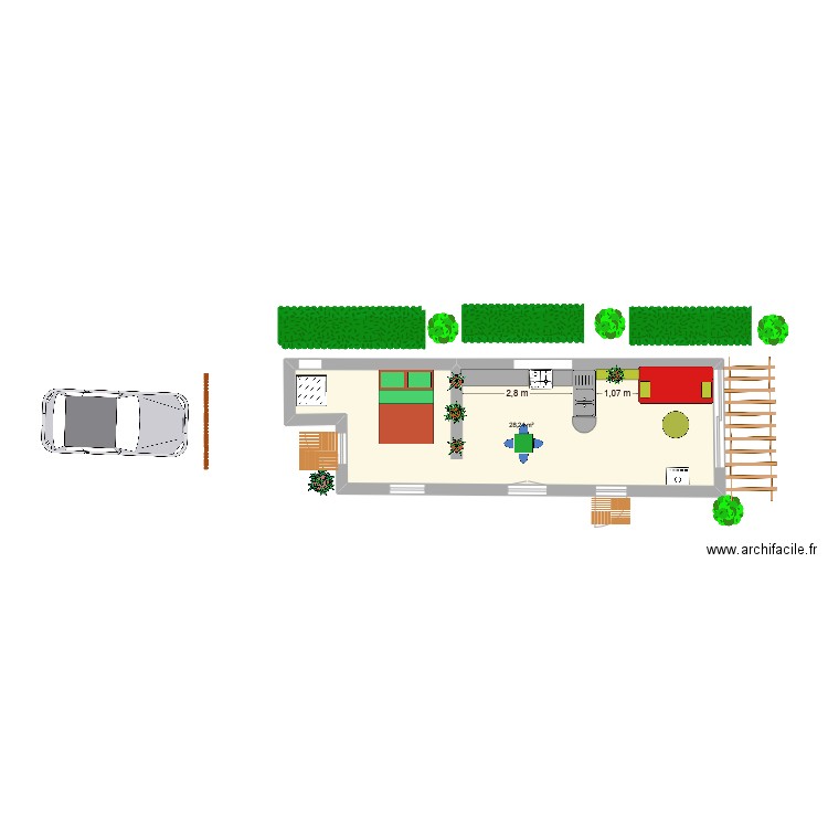 Cabane de la riviere 2. Plan de 1 pièce et 28 m2