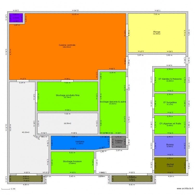 Cuisine centrale n°1. Plan de 0 pièce et 0 m2