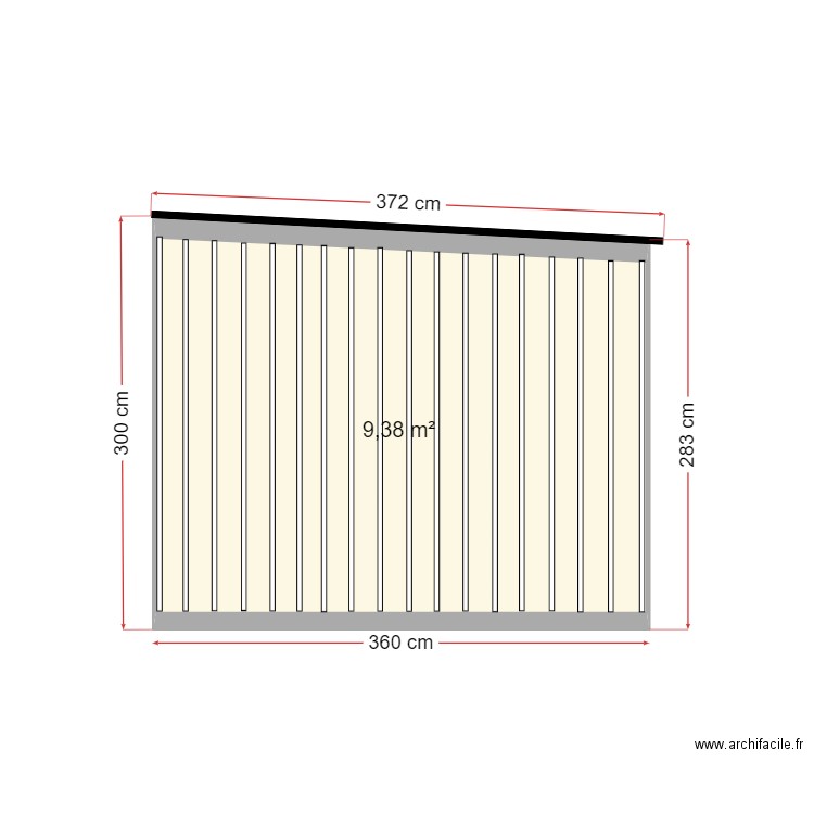 cabanon pelletier côté droit. Plan de 1 pièce et 9 m2