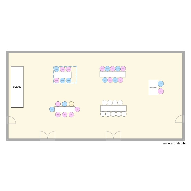 PLAN DE TABLE K&S. Plan de 1 pièce et 272 m2