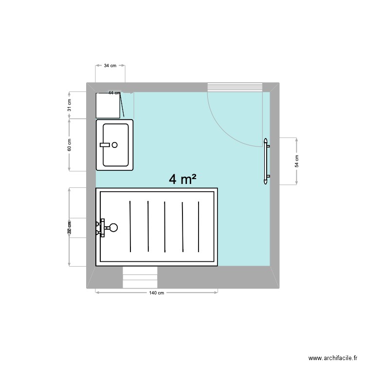 SDB Bouchaniere. Plan de 1 pièce et 4 m2