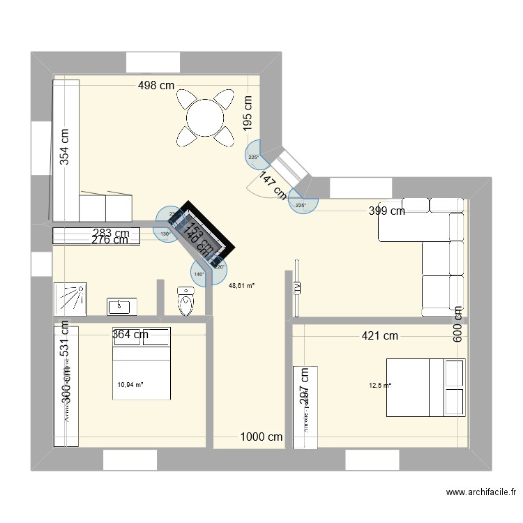 FOUCHY 2. Plan de 3 pièces et 98 m2