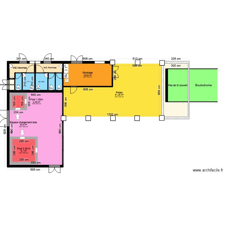 Préau municipal 1.6. Plan de 16 pièces et 199 m2