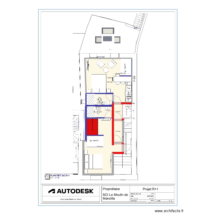 spa + Plan R1 projet Lesnik. Plan de 6 pièces et 48 m2