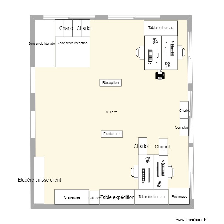 Expédition/Réception. Plan de 1 pièce et 94 m2